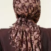Beaded Detail Patterned Scarf Brown - immagine 3