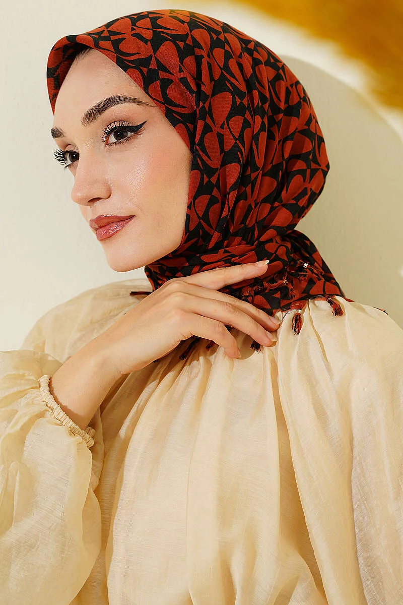 Beaded Detail Patterned Scarf - Imagen 2