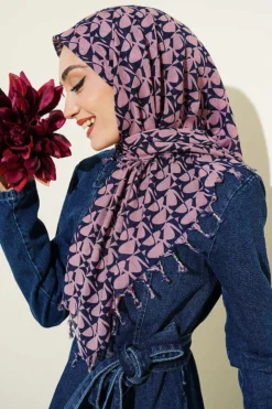 Alternative view of Beaded Detail Patterned Scarf Powder Pink