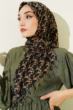 Alternative view of Beaded Detail Patterned Scarf Black