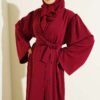 Beaded Embroidered Belted Abaya Burgundy – Bild 2