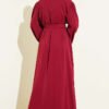 Beaded Embroidered Belted Abaya Burgundy – Bild 3