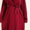 Beaded Embroidered Belted Abaya Burgundy – Bild 4