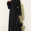 Beaded Embroidered Belted Abaya Black