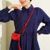 Button-Up Shirt Collar Dress Navy Blue – Bild 2