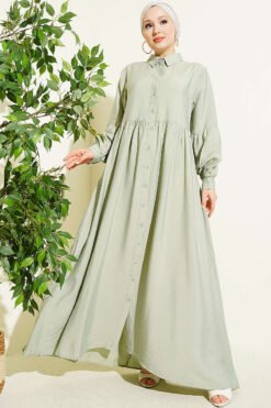 Button-Up Shirt Collar Dress Mint