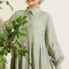 Button-Up Shirt Collar Dress Mint – Bild 2