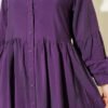 Button-Up Shirt Collar Dress Purple - immagine 4