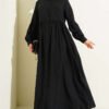 Button-Up Shirt Collar Dress Black