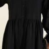 Button-Up Shirt Collar Dress Black – Bild 4