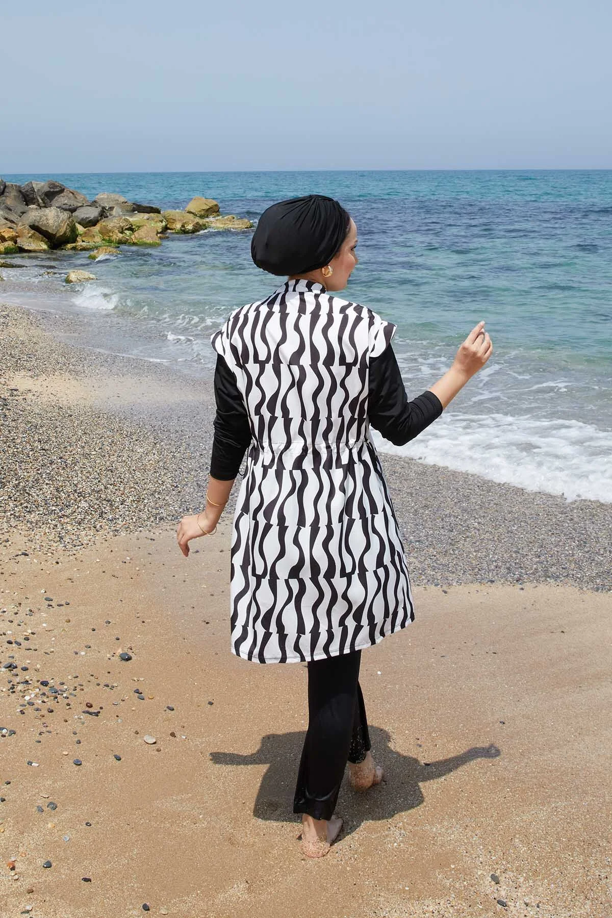 Adjustable Waist Zip-Up Modest Swimwear – Bild 3