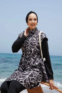 Alternative Ansicht von Adjustable Waist Zip-Up Modest Swimwear