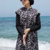 Adjustable Waist Zip-Up Modest Swimwear – Bild 8