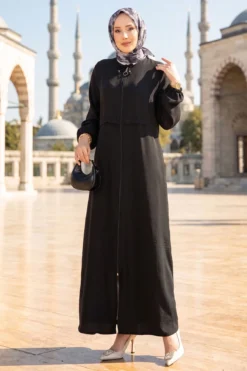 Zippered Modest Outerwear Black