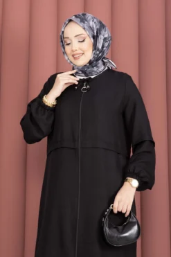 منظر بديل لـ Zippered Modest Outerwear Black