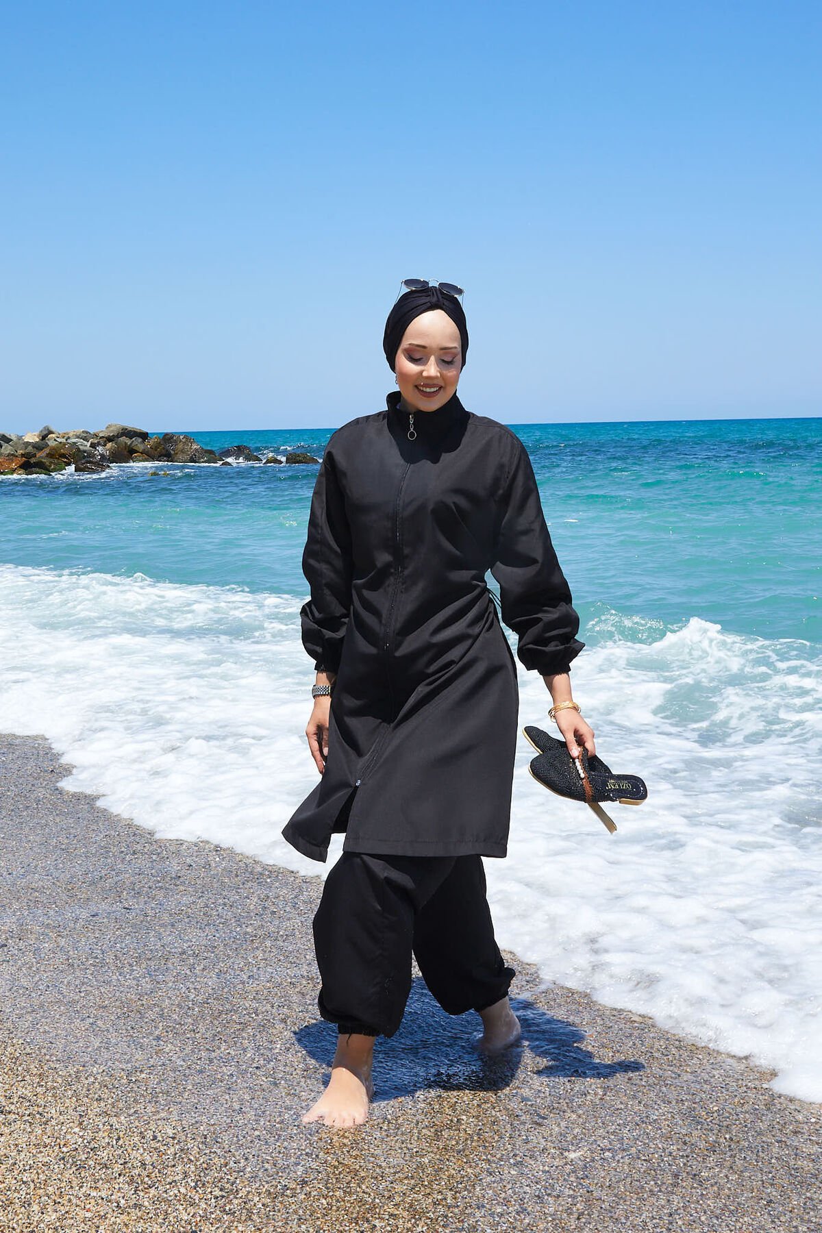 Full-Zip Modest Swimwear Black – Bild 4