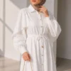 Buttoned Waist Tunic Embroidered Dress White – Bild 2