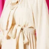 Tie Neck Waist Elastic Dress Beige – Bild 4
