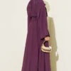 Tie Neck Waist Elastic Dress Purple - Afbeelding 3