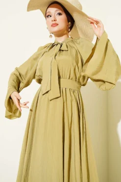 Alternative Ansicht von Tie Neck Waist Elastic Dress