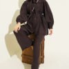 Balloon Sleeve Two-Piece Set Brown
