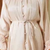⁦Button Detail Rose Embellished Evening Shirt Beige⁩ - الصورة ⁦4⁩