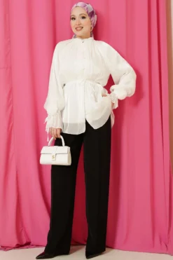 Alternative view of Button Detail Rose Embellished Evening Shirt Ecru