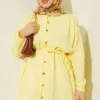 Brit Buttoned Tied Muslin Shirt Yellow