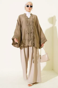 Alternatieve weergave van Brit Button Oversized Kimono Khaki