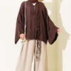 Brit Button Oversized Kimono Brown - Afbeelding 2