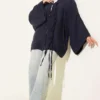 Brit Button Oversized Kimono Navy Blue - Image 2