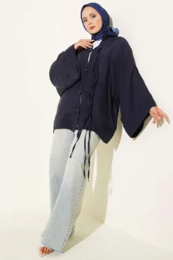 Alternatieve weergave van Brit Button Oversized Kimono Navy Blue