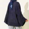 Brit Button Oversized Kimono Navy Blue - Image 3