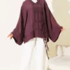 Brit Button Oversized Kimono Plum – Image 2