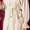 Brit Buttoned Ankle Elastic Tencel Two-Piece Set Beige - Afbeelding 4