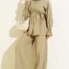 Brit Buttoned Ankle Elastic Tencel Two-Piece Set