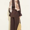 Brit Buttoned Ankle Elastic Tencel Two-Piece Set Brown - Afbeelding 3