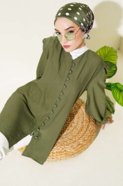 Brit Buttoned V-Neck Shirt Khaki