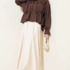 Gathered Bow Short Shirt Brown - immagine 2