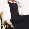 Cross-Button Vest Skirt Set Black