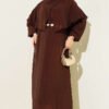 ⁦Cross Shoulder Cloak Dress Brown⁩ - الصورة ⁦2⁩