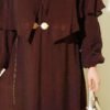 ⁦Cross Shoulder Cloak Dress Brown⁩ - الصورة ⁦4⁩