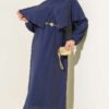 Cross Shoulder Cloak Dress Navy Blue