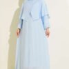 Cross Shoulder Cloak Dress Blue