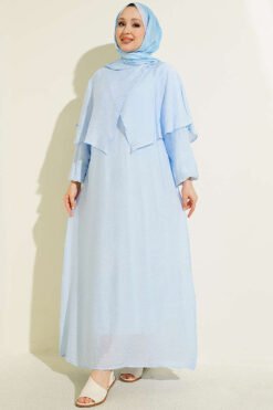 Cross Shoulder Cloak Dress Blue
