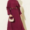 Cross Shoulder Cloak Dress Plum