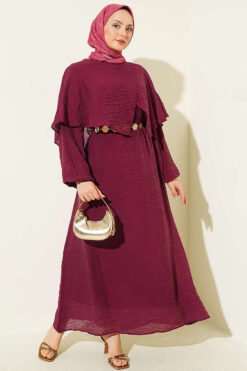 Cross Shoulder Cloak Dress Plum