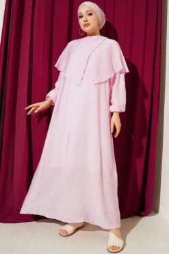 Cross Shoulder Cloak Dress Pink