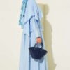 Cross Shoulder Cloak Skirt Set Blue - Afbeelding 3