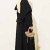Cross Shoulder Cloak Skirt Set Black - Image 3